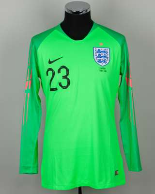 Nick Pope green and pink No.23 England v. Sweden long-sleeved shirt, 2018