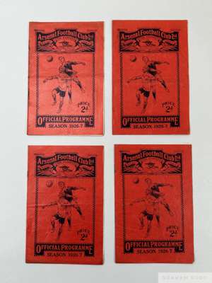 Four Arsenal home match programmes, season 1926-27, 
 comprising, Sheffield Wednesday October 23rd 1926, Blackburn Rovers November 6th 1926, Sheffield