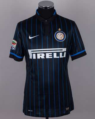 Juan Jesus black and blue No.5 Inter Milan short-sleeved shirt, 2014-15
