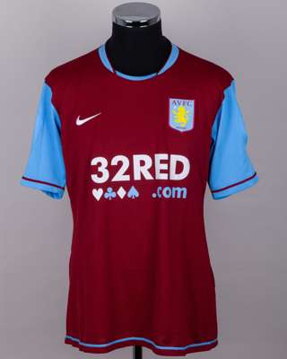Olof Mellberg claret No.4 Aston Villa v. Arsenal match worn short-sleeved shirt, 2007