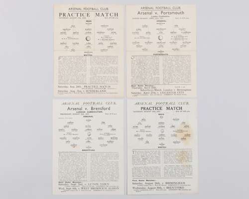 Two Arsenal, Reds v. Whites single-sheet match programmes, 1933-35