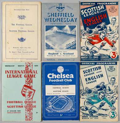 Selection of Inter-League programmes between the Football League v Scottish League played at various grounds, 1940-70s,
 in England Football League 19