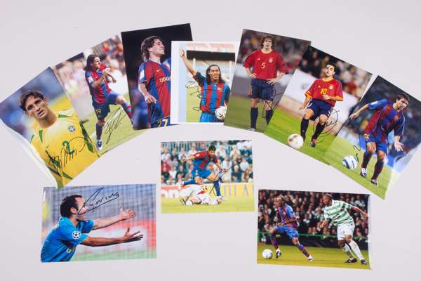 A collection of ten Barcelona related autographed photographs