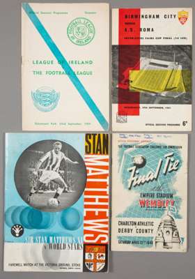 A collection of football 'specials' programmes,
 including a near-complete run of F.A. Cup Final programmes 1946 to 1984, lacking only 1968, with a du