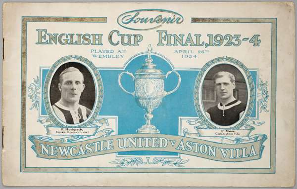 A souvenir edition of the 1924 F.A. Cup final programme Aston Villa v Newcastle United, played at Wembley, 26th April 1924,
 published by R L Rutter o