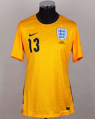 Dean Henderson yellow No.13 England v. Albania goalkeeper shirt, 2021