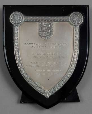 George Robledo's F.A. Charity Shield Newcastle United v Manchester United, played at Old Trafford, 24th September 1952,
 silver shield plaque applied 