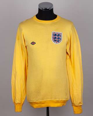 Gordon Banks yellow No.1 England v. Northern Ireland goalkeepers shirt