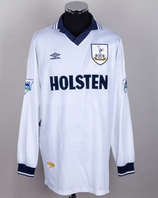 White No.18 Tottenham Hotspur long-sleeved shirt, 1993-94