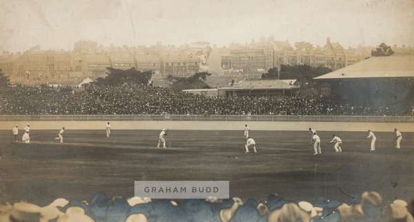 Photograph of the England v Australia Ashes First Test in Sydney, 16th December 1901.
 B & W photograph depicting the match in progress, mounted on bo