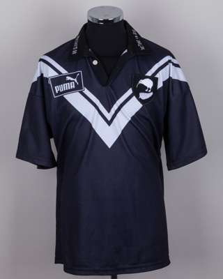Black and white No.3 Rugby League New Zealand v. England shirt. 1998