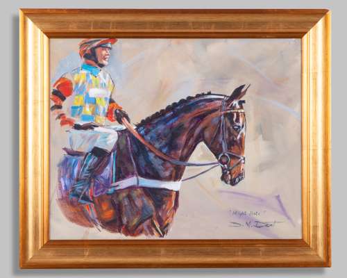 David Dent (British, b.1959) oil painting of the racehorse Might Bite
