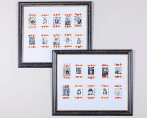 Pair of framed displays of vintage bookmakers tickets