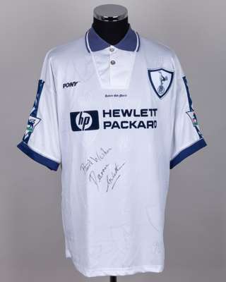 Darren Anderton white and blue No.9 Tottenham Hotspur short-sleeved shirt, 1995-96