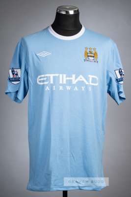 Vincent Kompany blue Manchester City no.33 home jersey, season 2009-10,
 Umbro, short-sleeved with BARCLAYS PREMIER LEAGUE sleeve badges, embroidered 