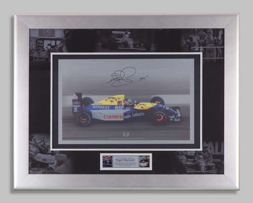 Nigel Mansell Signed Williams Renault Framed Photo