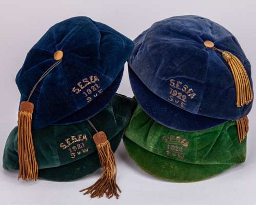 Four S.E.S.F.A. caps, 1912-1922