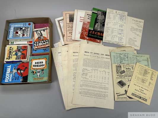 Bristol-related football, cricket and sports ephemera,
 comprising: original printed Bristol City FC Annual Reports for seasons 1926-27, 1929-30 to 19