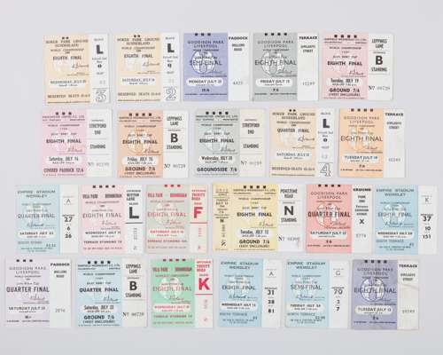 A collection of twenty-two 1966 World Cup final tickets