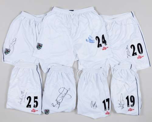 Ten West Bromwich Albion autographed shorts issued for 2002-03