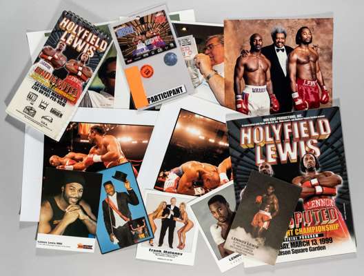 Memorabilia from the Lennox Lewis v Evander Holyfield World Heavyweight Fight, held at Maddison Square Garden, on 13th March 1999,
 one of the most di