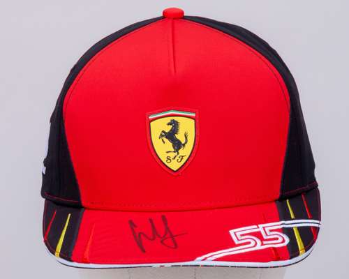 Carlos Sainz 2022 Ferrari Signed Driver Issue Framed Cap