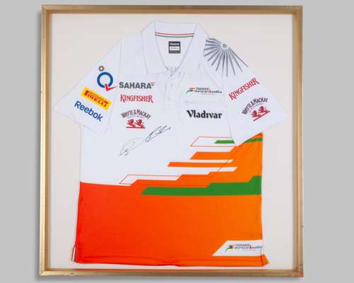Sahara Force India 2013 Framed Polo Shirt- Signed by Paul di Resta & Adrian Sutil