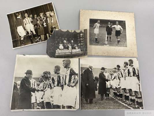 Tom Wilson a sepia-toned photograph of club captains Tom Wilson Huddersfield Town and Derby County's Harry Bedford, 1930
 the image autographed by bot