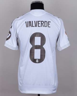 Federico Valverde white No.8 Real Madrid short-sleeved shirt, 2025