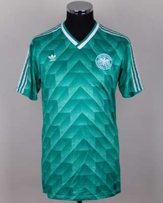 Thomas Hassler green and white No.8 short-sleeved shirt, 1988-90