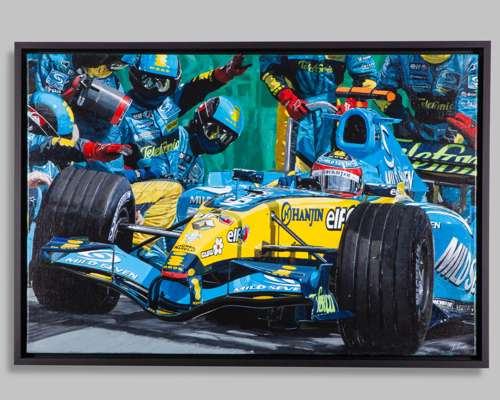 Fernando Alonso 2005 Renault F1 Team Original Artwork - by James Stevens