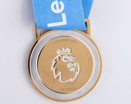 Gold-plated Manchester City Premier League Champions medal, 2020-21