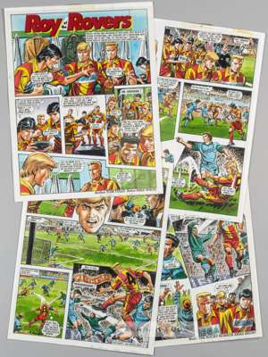 FOOTBALL - ROY OF THE ROVERS COMPLETE 4 PANEL STORYLINE FOR THE ISSUE PUBLISHED ON THE 14th OF DECEMBER 1991. 

  FOUR FULL SIZE ORIGINAL 17.5 by 13.5
