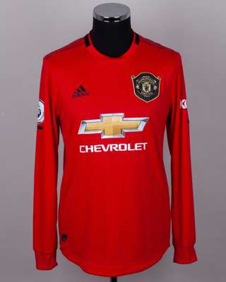 Tahith Chong red No.44 Manchester United issued long-sleeved shirt, 2019-20