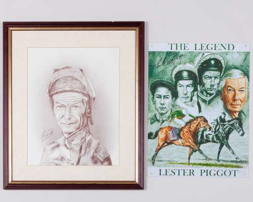 Two Lester Piggott signed prints