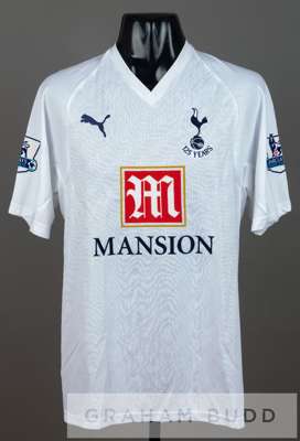 Lee Young-Pyo signed white Tottenham Hotspur no.3 home jersey, season 2007-08,
 short-sleeved with BARCLAYS PREMIER LEAGUE sleeve badges, club crest w