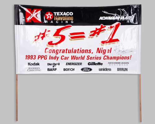 Nigel Mansell Signed 1993 Indy Car World Champion Banner