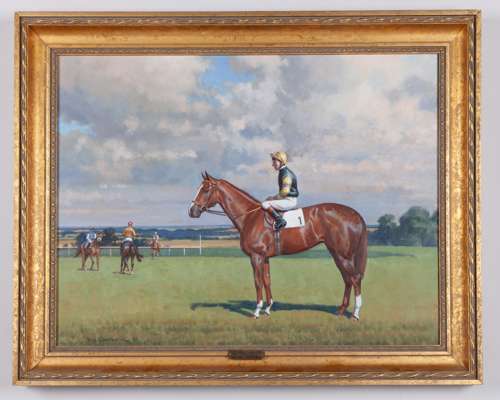 Neil Cawthorne (1936-2022) oil painting of the racehorse Quinsigimond with George Duffield up
