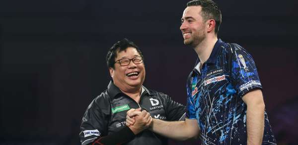 Luke Humphries v. Paul Lim Round 2, match-used dartboard