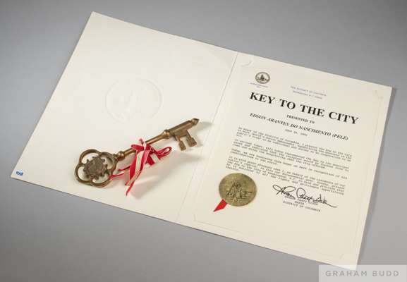 A key to the city and certificate presented to Pelé in 1991 by the Mayor of the District of Columbia
 the certificate states in part “As Mayor of the 