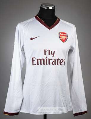 Mathieu Flamini signed white Arsenal UEFA Champions League no.16 jersey v AC Milan, played at the San Siro, 4th March 2008, 
 Nike, long-sleeved with 