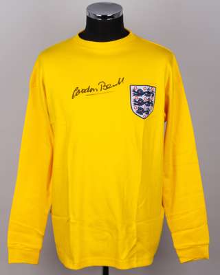 Gordon Banks autographed yellow England replica long-sleeved shirt