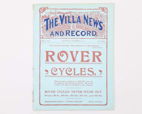 Aston Villa Reserves v. Stafford Rangers, match programme, 8th December 1906