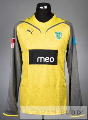 Tiago Thomas yellow and grey Sporting CP no.16 jersey v Manchester City in the New York Football Challenge at Red Bull Arena, 24th July 2010,
 long-sl