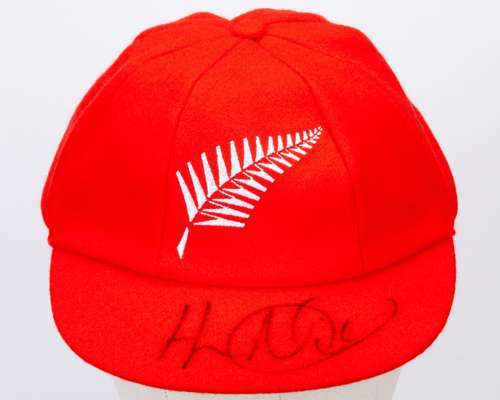 Henry Nicholls red New Zealand Red For Ruth match issued signed cap