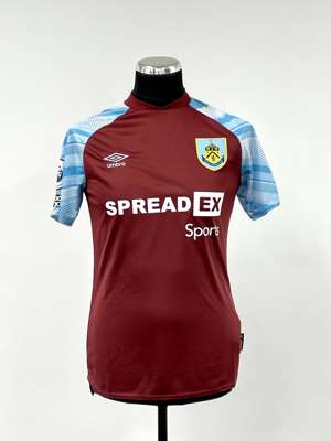 Maxwel Cornet signed claret and blue Burnley no.20 home jersey, season 2021-22,
 match-issue, Umbro, short-sleeved with PREMIER LEAGUE and NO ROOM FOR