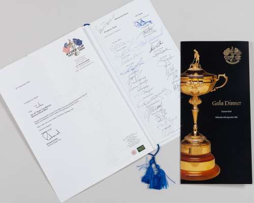 John O'Leary a 2002 Ryder Cup autographed Welcome Dinner menu