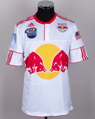 Joel Lindpere white No.20 New York Red Bulls v. Manchester City short-sleeved shirt, 2010