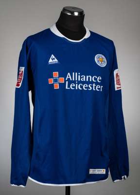 Gareth Williams signed blue and white Leicester City no.16 home jersey, season 2004-05,
 Le Coq Sportif, long-sleeved with COCA COLA FOOTBALL LEAGUE s