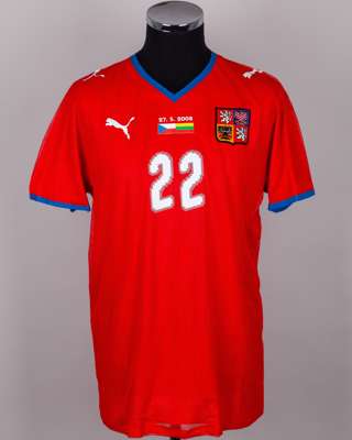 David Rozehnal red and blue No.22 Czech Republic v. Lithuania short-sleeved shirt, 2008